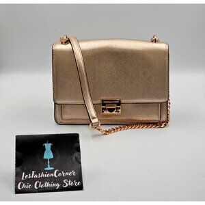 Rebecca Minkoff Womens Rose Gold Metallic Leather Christy Shoulder Bag Sz M 2291